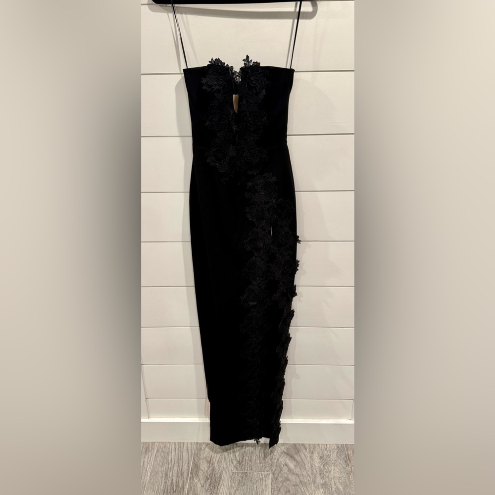 NWT Sau Lee black lace trim Florence gown - Picture 4 of 10